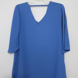 Chicos Blouse Tunic Top Blue 0 V-Neck Bell Sleeve Wedding Party New